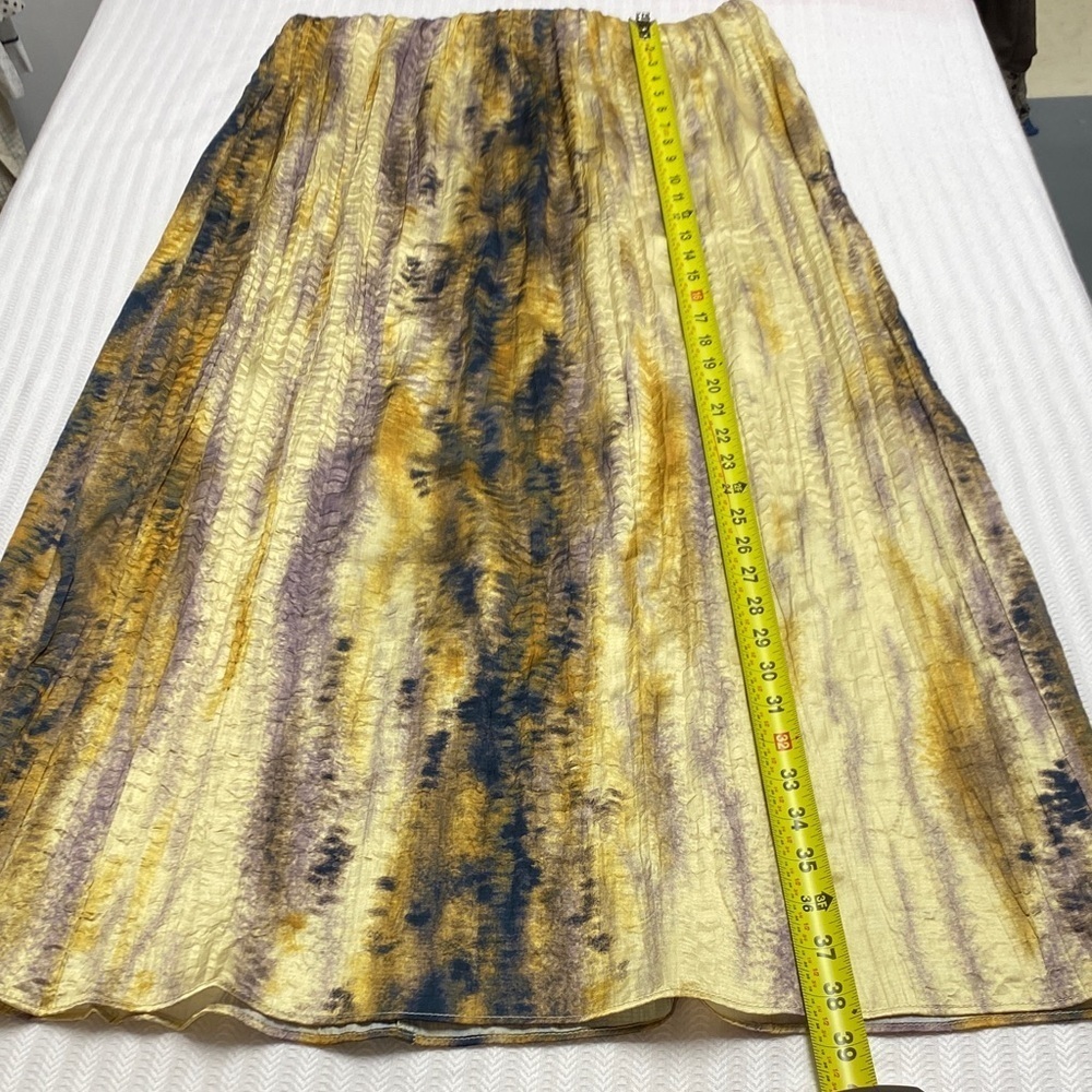 MNG Mango Exclusive Collection Skirt Maxi Watercolor Crinkle Pleated Medium - Picture 13 of 15